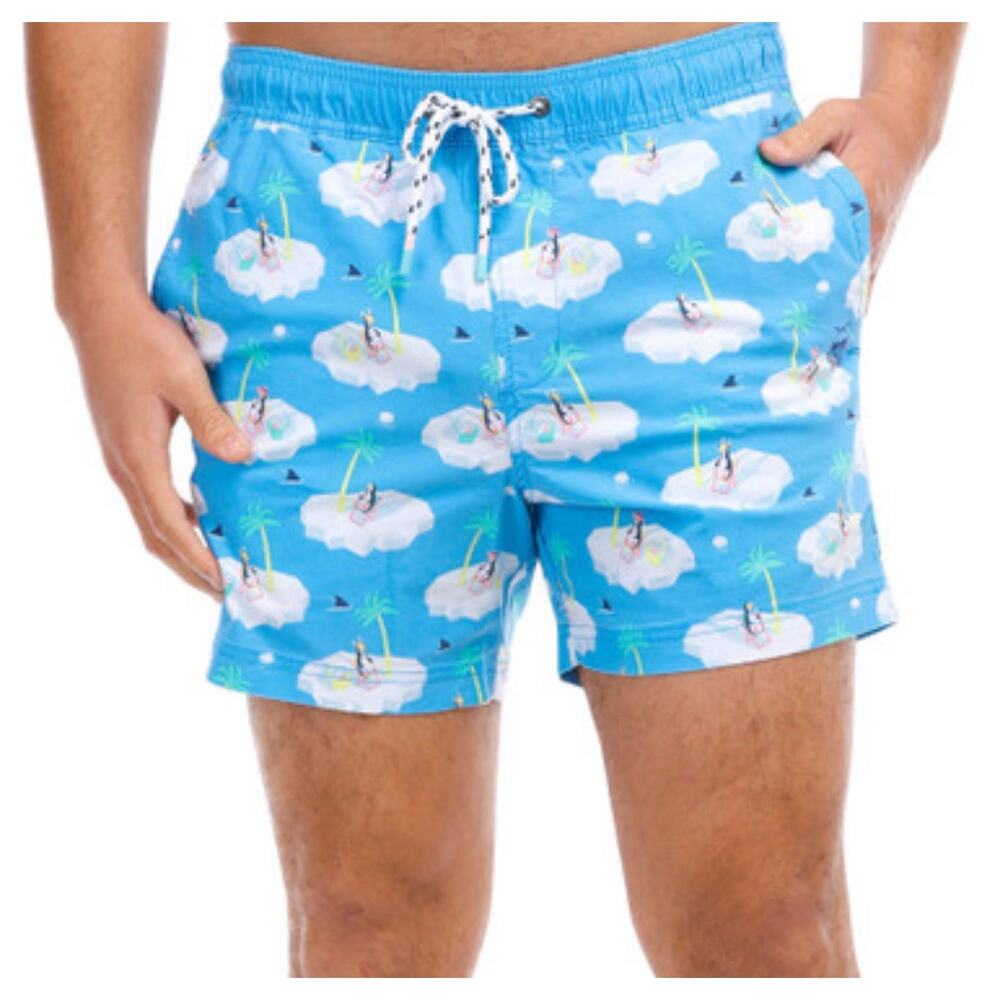 Party Pants swim trunks Large 5” Inseam‎ Iceberg Penguin